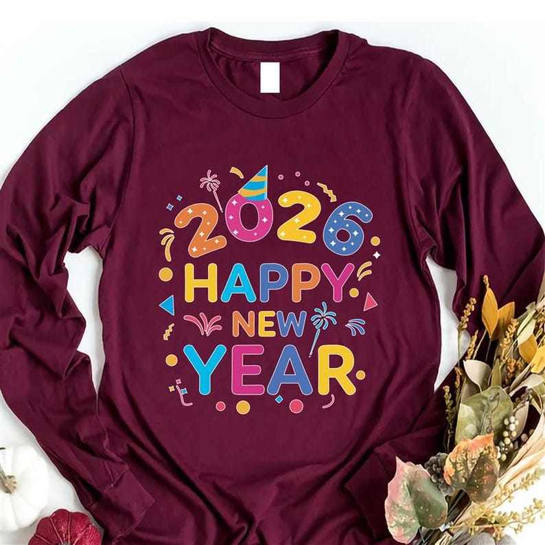 Happy New Year 2026 Long Sleeve T-Shirt, New Years Eve Party Unisex Long Sleeve Shirt, Hello 2026 Shirt For Kids, 2026 Happy New Years Shirt