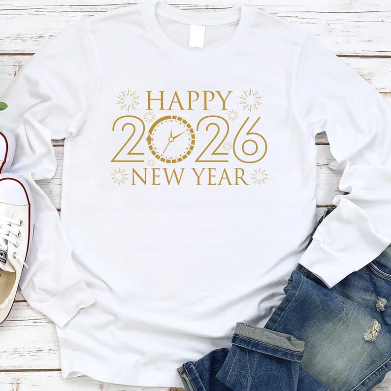Happy New Year Long Sleeve T-Shirt, New Year Eve Party Unisex Long Sleeve Shirt, 2026 Happy New Year Shirt For Kids, 2026 New Year Shirt