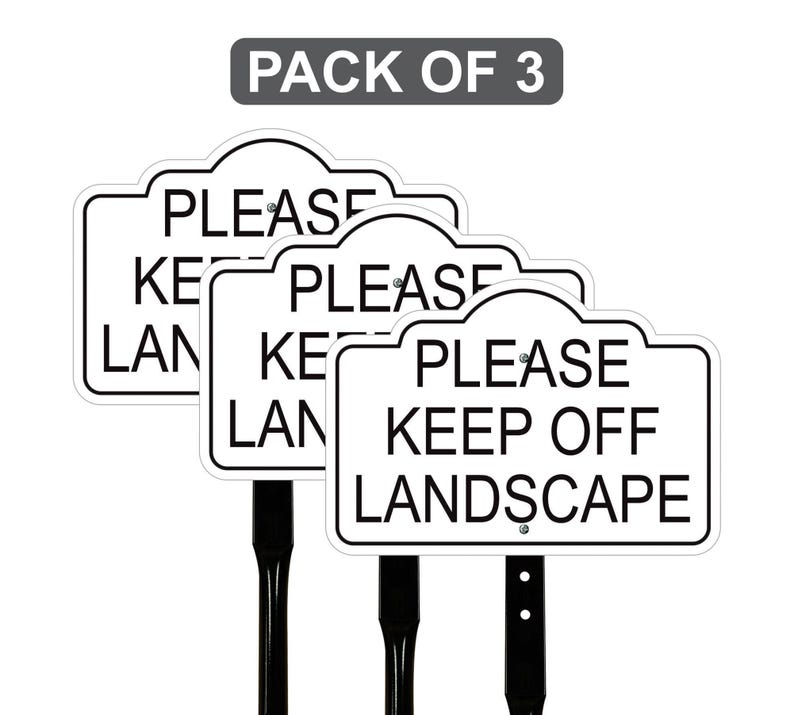 3 Pack Please Keep Off Landscape Yard Sign with 16" Stake, Rust-Free Aluminum Stay Off Grass Warning Sign, Outdoor Garden Lawn Protection