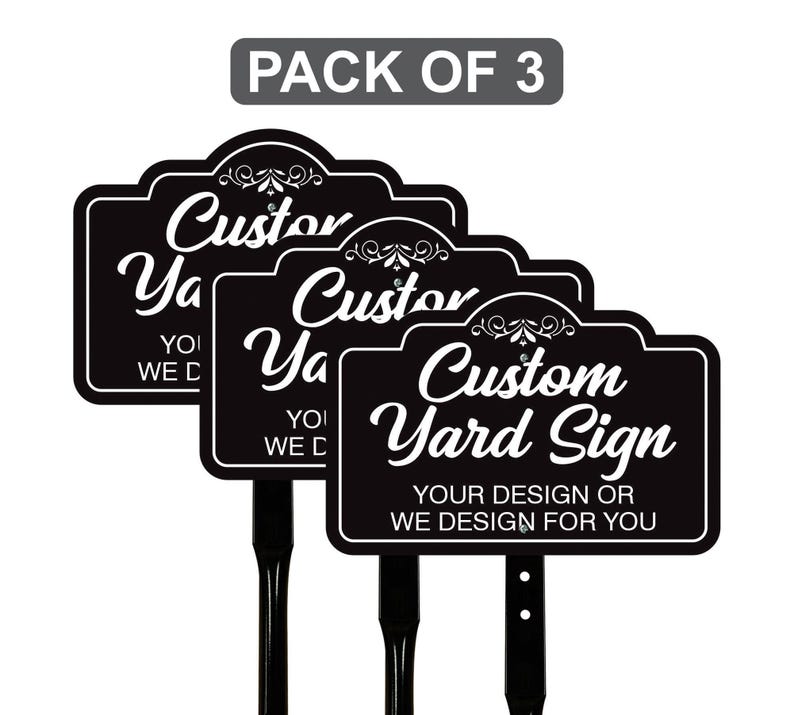 3 Pack Custom Aluminum Yard Sign with 16" Stake, Personalized Metal Outdoor Sign, Fully Customizable Lawn Marker for Home, Business, Events