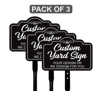 3 Pack Custom Aluminum Yard Sign with 16" Stake, Personalized Metal Outdoor Sign, Fully Customizable Lawn Marker for Home, Business, Events
