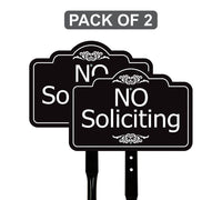 2 Pack No Soliciting Yard Sign with 16" Stake, Rust-Free Aluminum No Solicitors Warning Sign, Outdoor Home Privacy and Security Lawn Sign