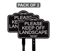 2 Pack Please Keep Off Landscape Yard Sign with 16" Stake, Rust-Free Aluminum Stay Off Grass Warning Sign, Outdoor Lawn Garden Protection