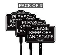 3 Pack Please Keep Off Landscape Yard Sign with 16" Stake, Rust-Free Aluminum Stay Off Grass Warning Sign, Outdoor Lawn Garden Protection