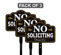 3 Pack No Soliciting Yard Sign with 16