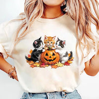 Vintage 90s Cat Halloween Short Sleeve T-Shirt