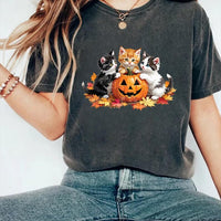 Vintage 90s Cat Halloween Short Sleeve T-Shirt