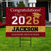 Personalized Graduation College Yard Sign 2026, College Bound Sign, Class of 2026, Custom Graduation 2026 Yard Sign with Metal H-Stake