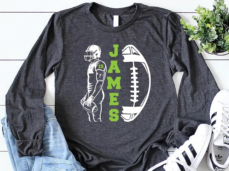 Personalized Football Long Sleeve Shirt, Matching Football Player Shirt