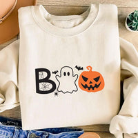 Halloween Boo Sweatshirt, Cute Ghost Pumpkin Sweatshirt