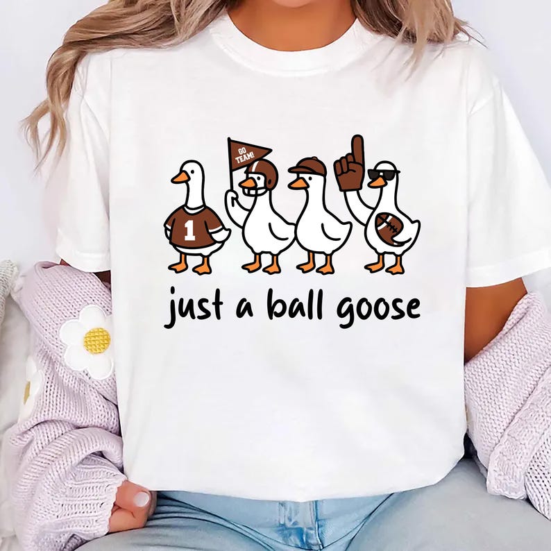 Just A Silly Goose Football Shirt, Fall Football Game Day Goose Tee