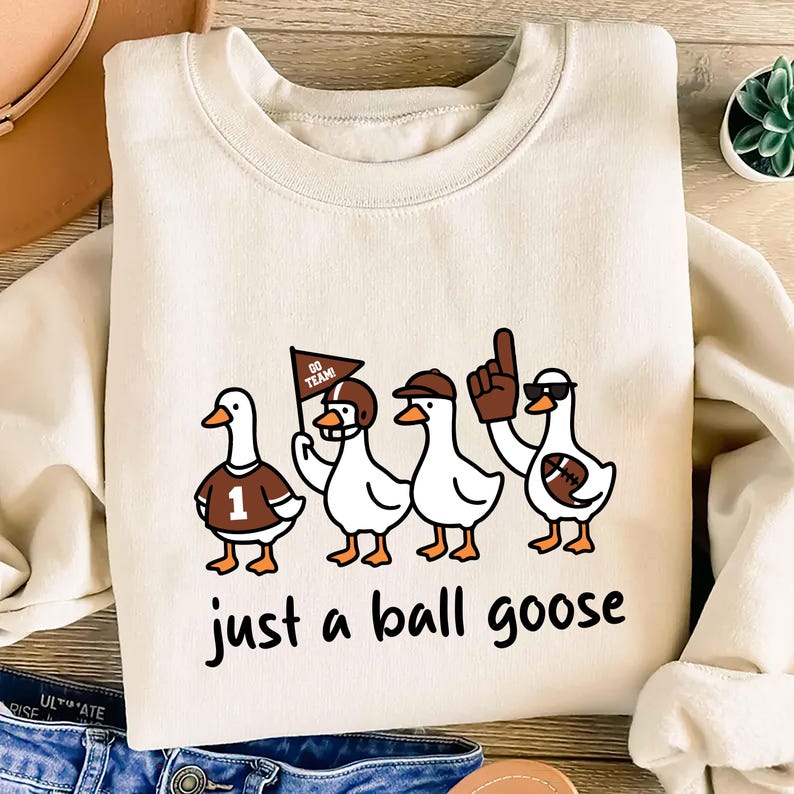 Just A Silly Goose Football Sweatshirt, Fall Football Game Day Goose Sweatshirt