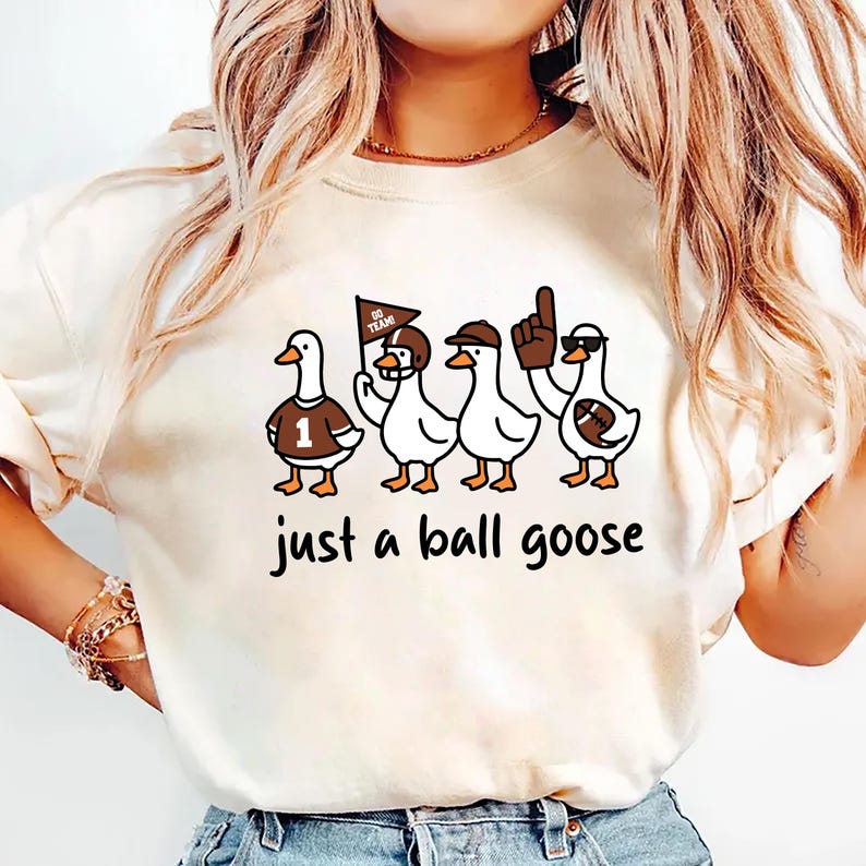 Just A Silly Goose Football Shirt, Fall Football Game Day Goose Tee