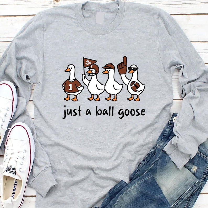 Just A Silly Goose Football Long Sleeve Shirt, Fall Football Game Day Goose Tee