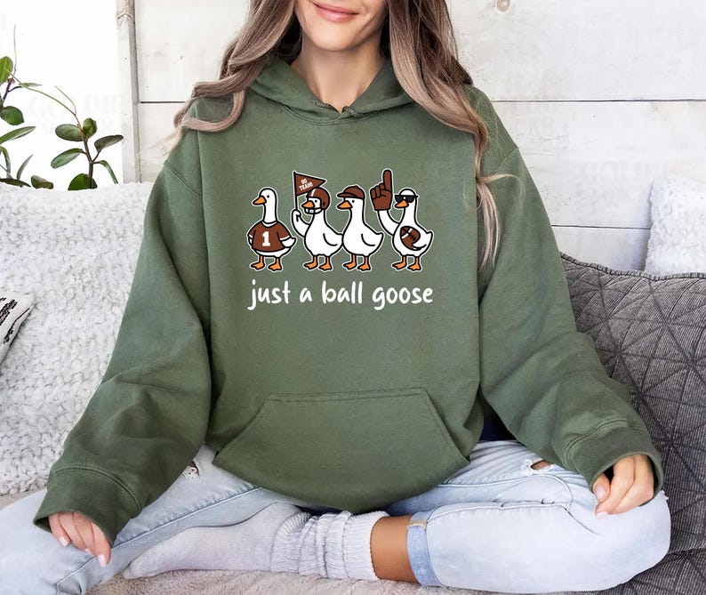 Just A Silly Goose Football Hoodie, Fall Football Game Day Goose Hoodie