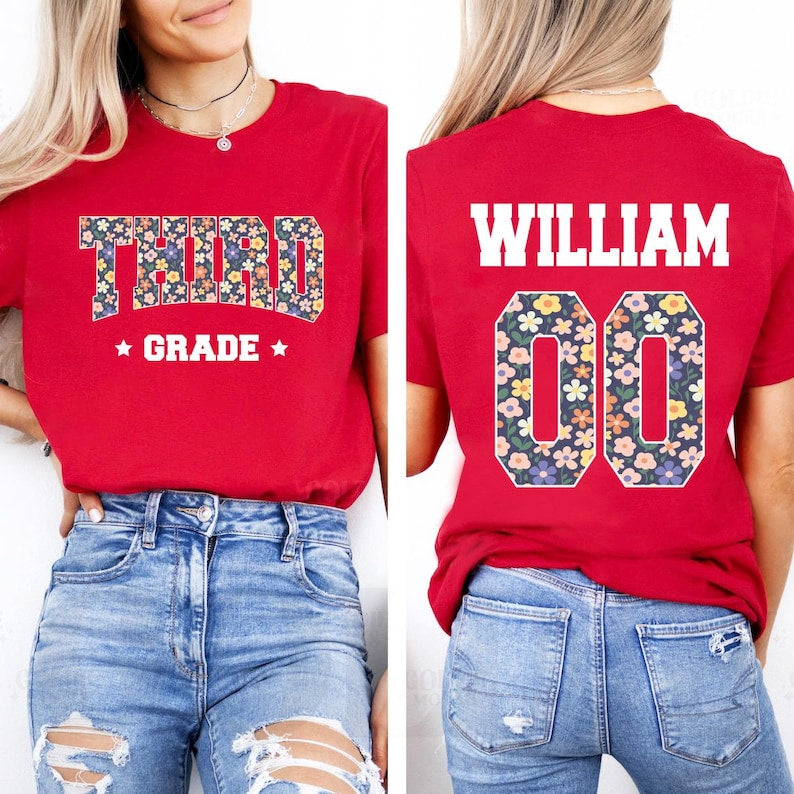 Custom Third Grade Team Shirt Short Sleeve T-Shirt, Two-Sided