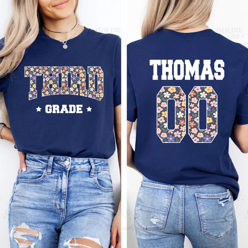 Custom Third Grade Team Shirt Short Sleeve T-Shirt, Two-Sided