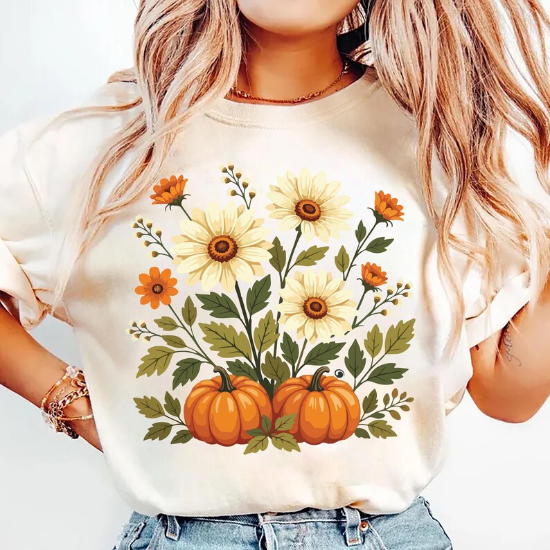 Boho Fall Floral Short Sleeve T-Shirt