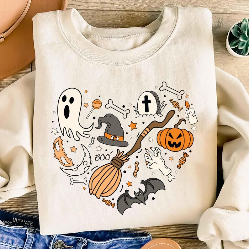 Halloween Doodles Heart Sweatshirt