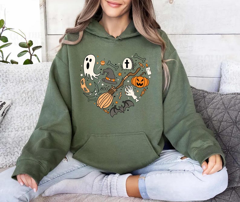 Halloween Doodles Heart Hoodie