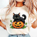 Vintage Black Cat on Pumpkin Short Sleeve T-Shirt