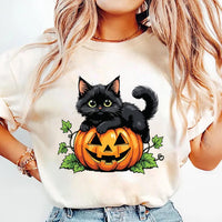 Vintage Black Cat on Pumpkin Short Sleeve T-Shirt