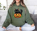 Vintage Black Cat on Pumpkin Hoodie