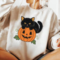 Vintage Black Cat on Pumpkin Sweatshirt