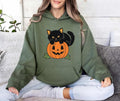 Vintage Black Cat on Pumpkin Hoodie