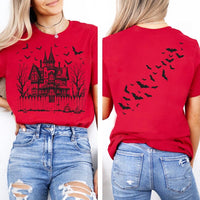 Vintage Haunted House Short Sleeve T-Shirt, Two-Sided