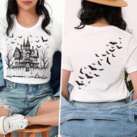 Vintage Haunted House Short Sleeve T-Shirt, Two-Sided
