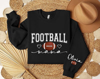 Football Mama Sweatshirt with Kids Name on Sleeve, Two-Sided
