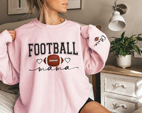 Football Mama Sweatshirt with Kids Name on Sleeve, Two-Sided