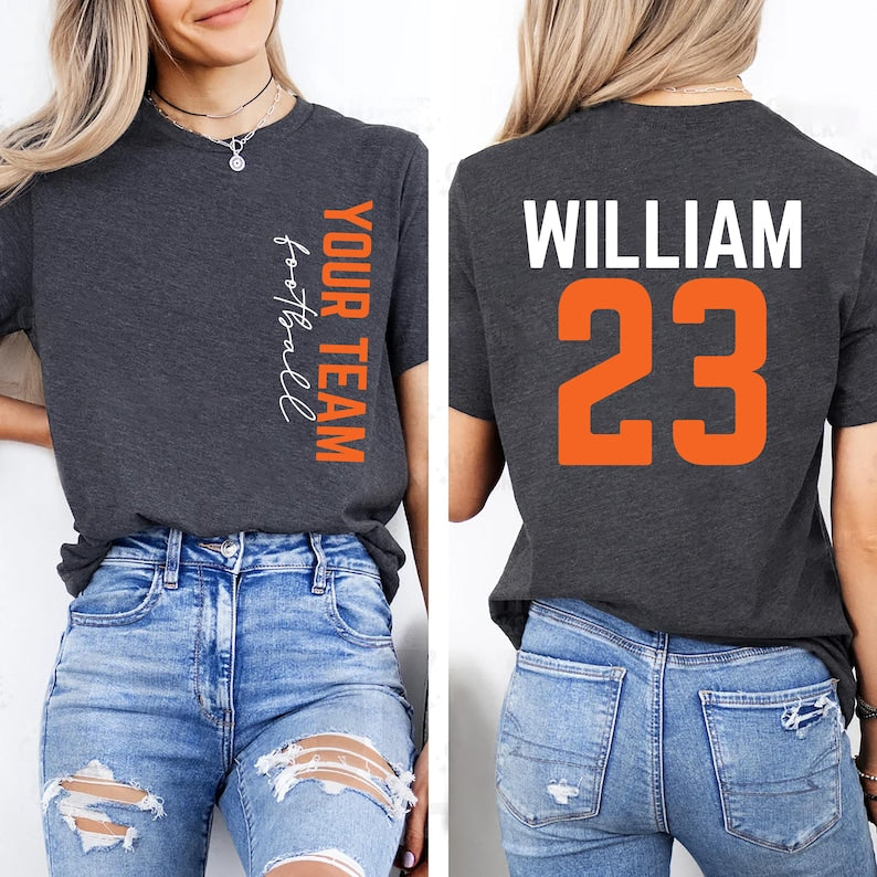 Custom Football Mom Short Sleeve T-Shirt, Two-Sided