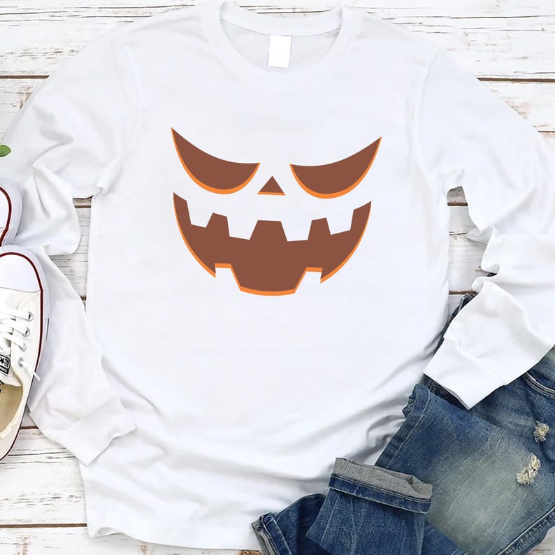 Halloween Pumpkin Face Long Sleeve Shirt
