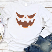 Halloween Pumpkin Face Long Sleeve Shirt