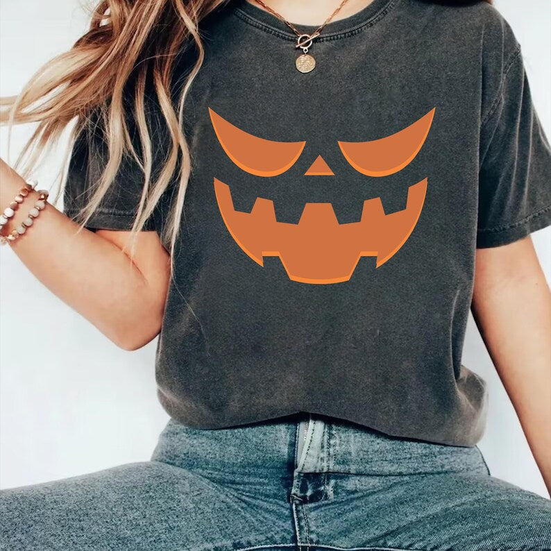 Halloween Pumpkin Face Short Sleeve T-Shirt