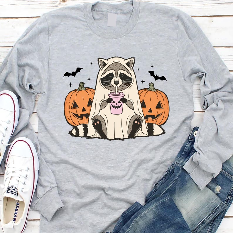 Halloween Raccoon Long Sleeve Shirt