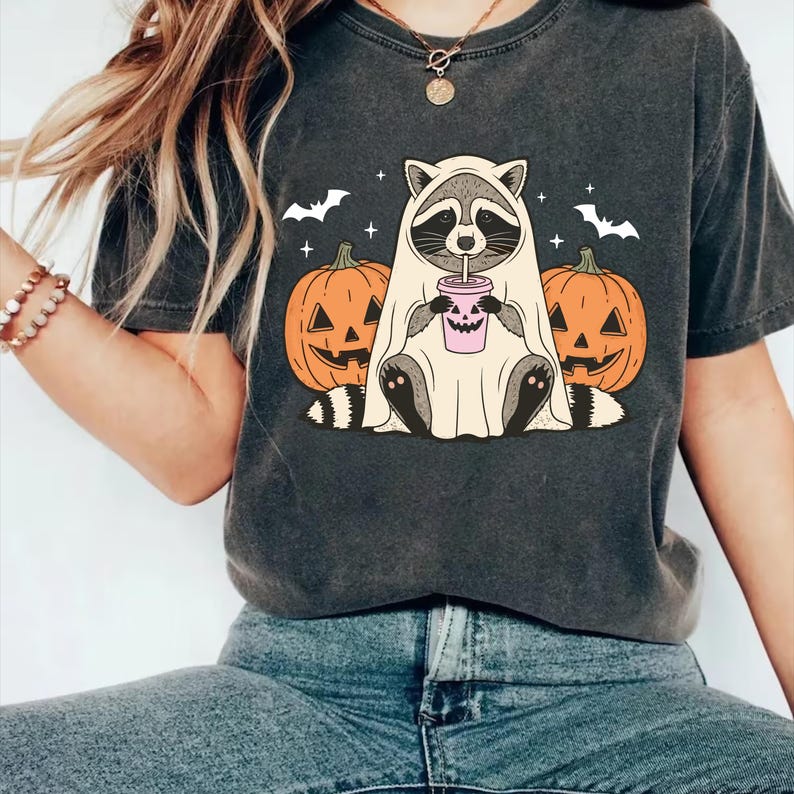 Halloween Raccoon Short Sleeve T-Shirt