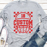 Custom Checkered Football Long Sleeve Shirt