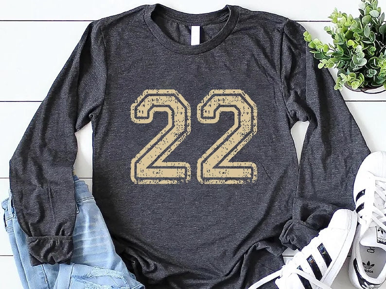 Custom Football Number Long Sleeve Shirt