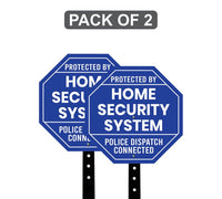 2 Pack Protected by Home Security System Yard Sign with 16" Stake, Octagon Shape Rust-Free Aluminum Warning Sign, UV Protected Outdoor Sign