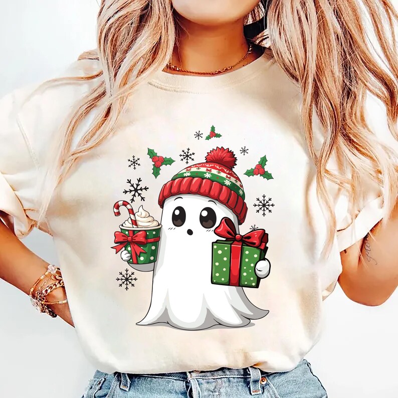Ghost Santa Christmas Short Sleeve T-Shirt