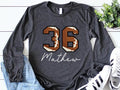 Custom Football Number Long Sleeve Shirt