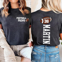 Football Mom Shirt with Kids Name & Jersey Number, Two Sided
