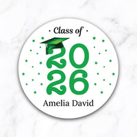 Personalized Graduation 2026 Stickers, Custom Class of 2026 Stickers, 2026 Graduation Labels, Round Graduation Party Favors, Gift Sticker