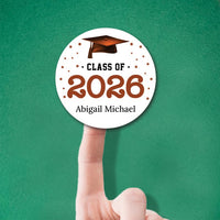 Personalized Graduation 2026 Stickers, Custom Class of 2026 Stickers, 2026 Graduation Labels, Round Graduation Party Favors, Gift Sticker