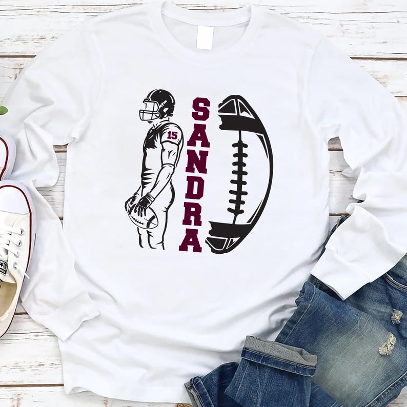 Personalized Football Long Sleeve Shirt, Matching Football Player Shirt