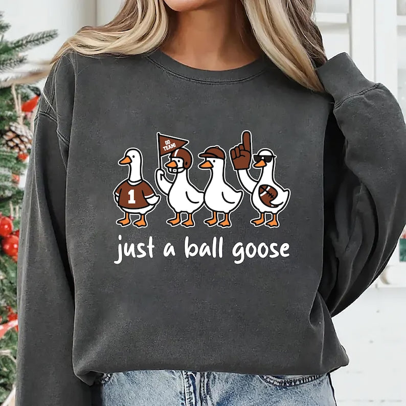 Just A Silly Goose Football Sweatshirt, Fall Football Game Day Goose Sweatshirt