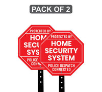 2 Pack Protected by Home Security System Yard Sign with 16" Stake, Octagon Shape Rust-Free Aluminum Warning Sign, UV Protected Outdoor Sign